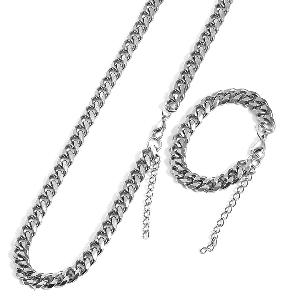 Cuban Link Chain Necklace – Stainless Steel – Steel