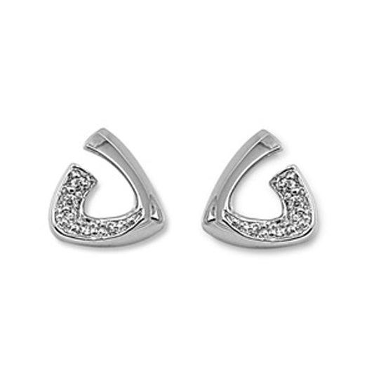 Open Triangle Simulated Clear CZ Earrings – Sterling Silver