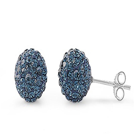 Beautiful Montana Blue Rhinestone Studded CZ Stud Earrings – Sterling Silver