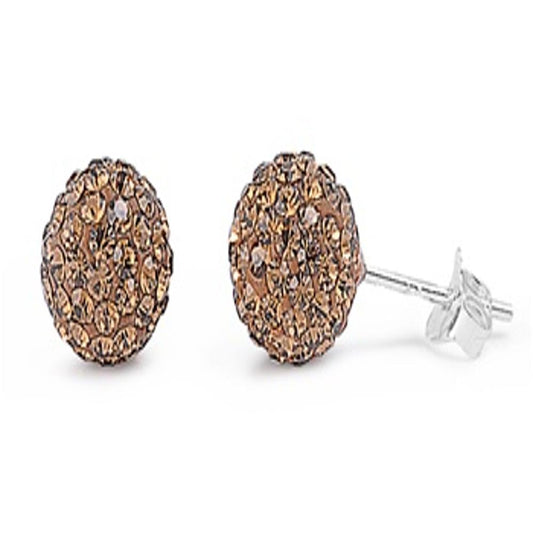 Classic Smoky Rhinestone Ball Sphere Earrings – Sterling Silver