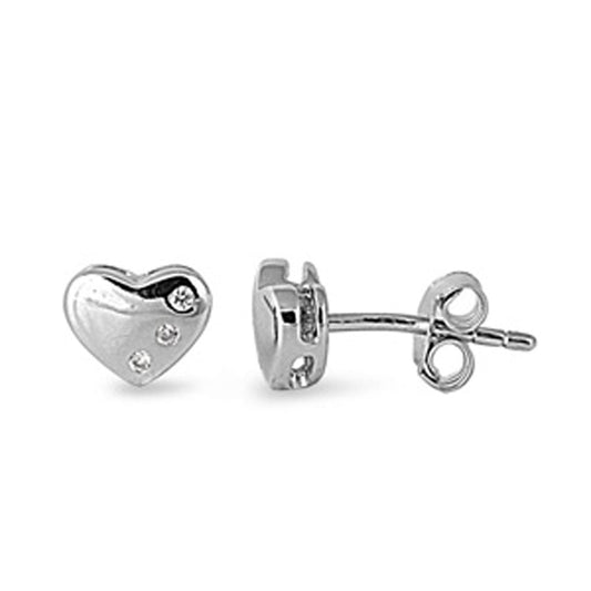 Heart Simulated Clear CZ Earrings (EC410942) – Sterling Silver