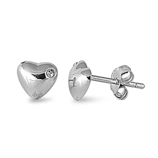 Heart Simulated Clear CZ Earrings (EC410943) – Sterling Silver