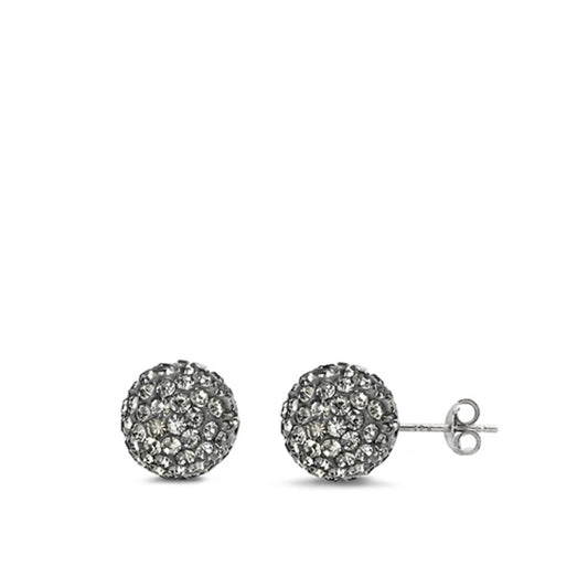 Studded Cluster Sphere Disco Ball Classic Stud Earrings – Sterling Silver