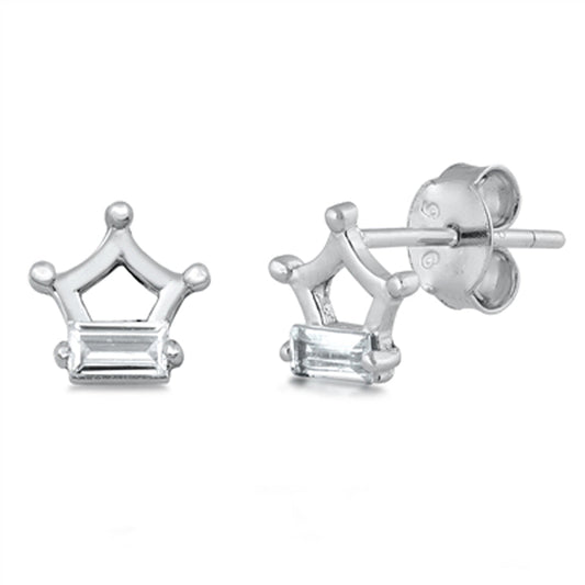 Crown Dainty Star Open Royal Fancy Clear CZ Earrings – Sterling Silver