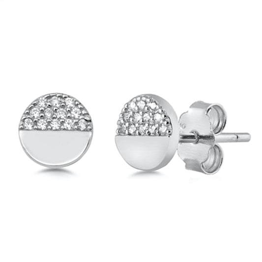 Modern Circle Cluster Minimalist Dainty Clear CZ Earrings – Sterling Silver