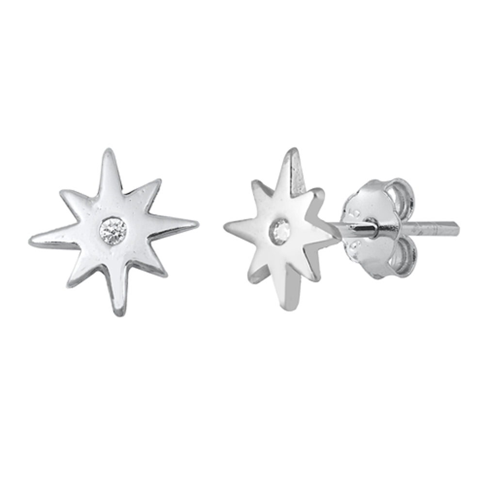 High Polish Star Vintage Cluster Classic Clear CZ Earrings – Sterling Silver