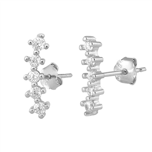 Journey Cluster Elegant Clear CZ Earrings – Sterling Silver