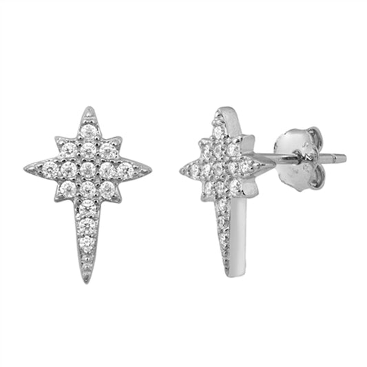 Vintage Style Star Burst Elegant Cluster Clear CZ Earrings – Sterling Silver