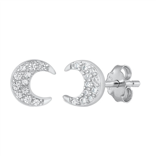 Crescent Moon Cluster Mystic Space Earrings – Sterling Silver