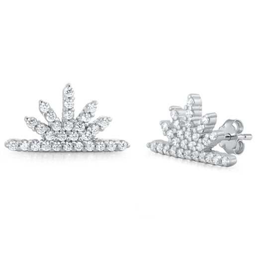 Vintage Burst Sun Elegant Deco Earrings – Sterling Silver