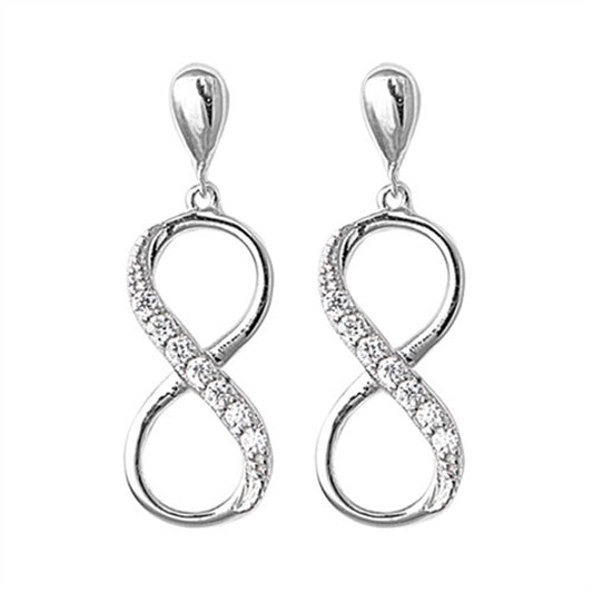 Studded Infinity Symbol Love Promise Endless Stud Earrings – Sterling Silver