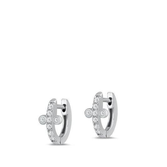 Unique Studded Cross High Clear CZ Hoop Earrings – Sterling Silver
