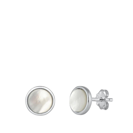 Chic Mother of Pearl Stud Earrings – Sterling Silver