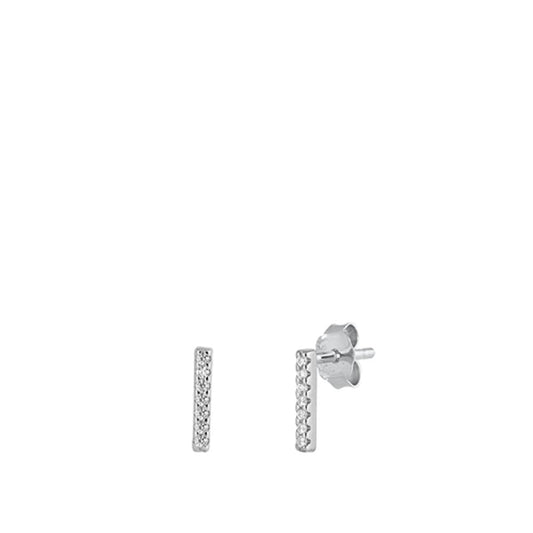 Flashy Block Letter I Initial Clear CZ Earrings – Sterling Silver