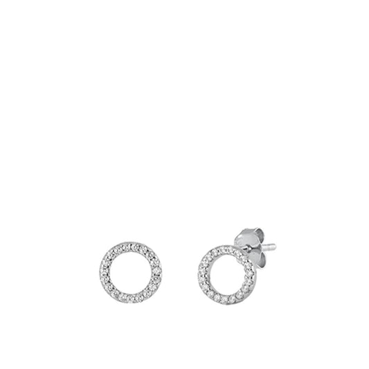 Flashy Classic Block Letter O Initial Clear CZ Earrings – Sterling Silver