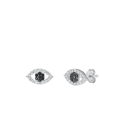 Beautiful Eye High Black CZ Earrings – Sterling Silver
