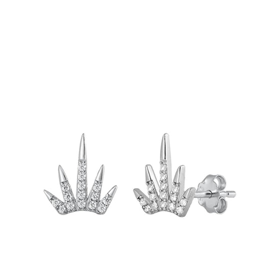 Flashy Chic Beautiful Tiara Crown Clear CZ Earrings – Sterling Silver