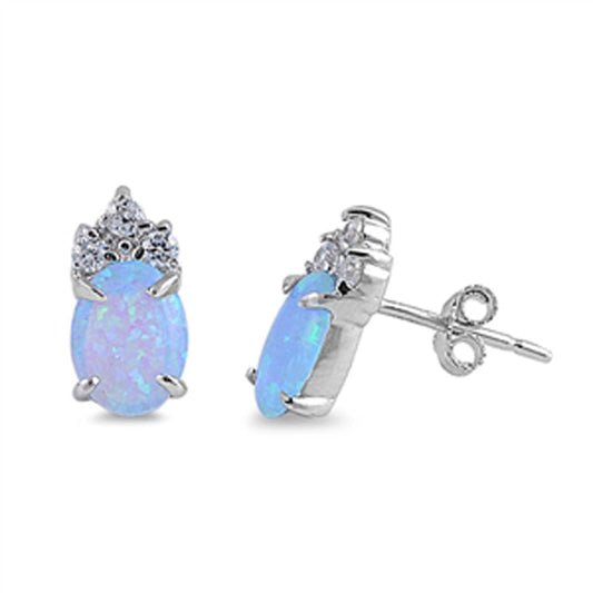Vintage Victorian Light Blue Lab Opal Earrings – Sterling Silver