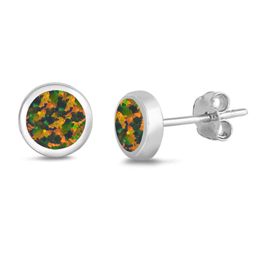 Mystic Lab Opal Stud Earrings – Sterling Silver