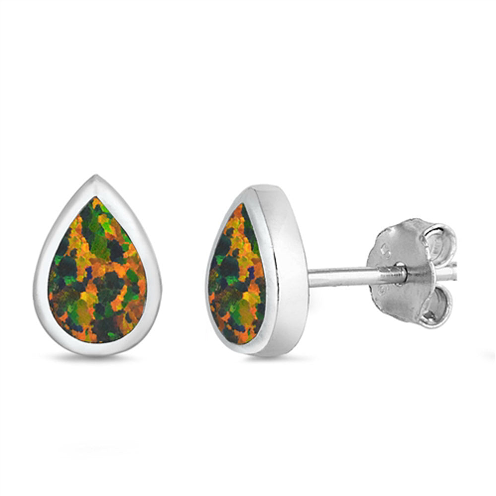 Teardrop Mystic Lab Opal Earrings – Sterling Silver