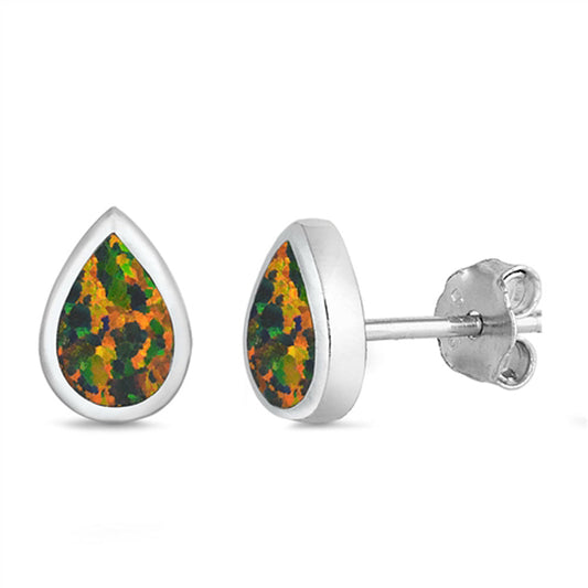 Teardrop Mystic Lab Opal Earrings – Sterling Silver