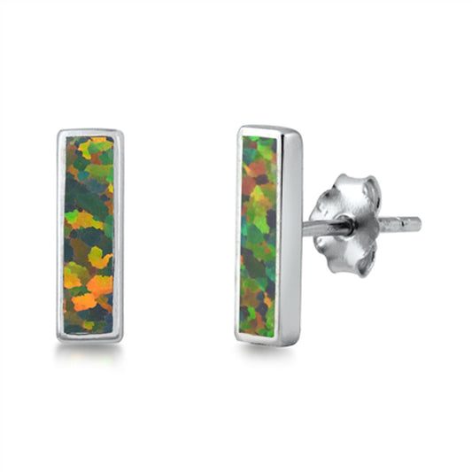Unique Mystic Lab Opal Stud Earrings – Sterling Silver