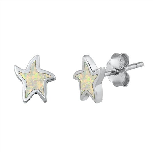 Star Night Sky Dream Starfish White Lab Opal Earrings – Sterling Silver