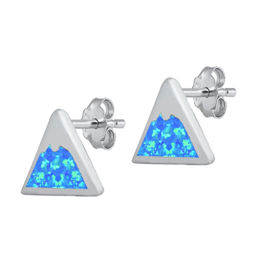 Mountain Range Outdoor Nature Blue Lab Opal Earrings – Sterling Silver