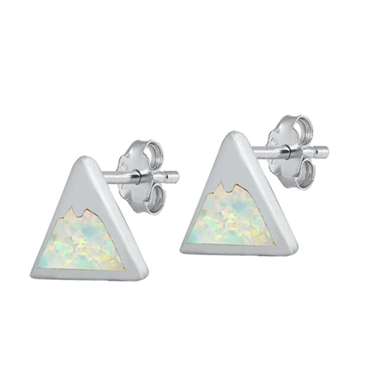 Mountain Range Nature Outdoor White Lab Opal Earrings – Sterling Silver