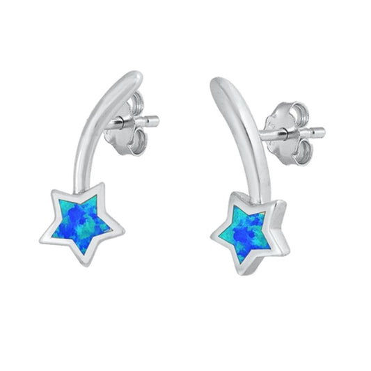 Shooting Star Crawler Blue Lab Opal Dangle Earrings – Sterling Silver