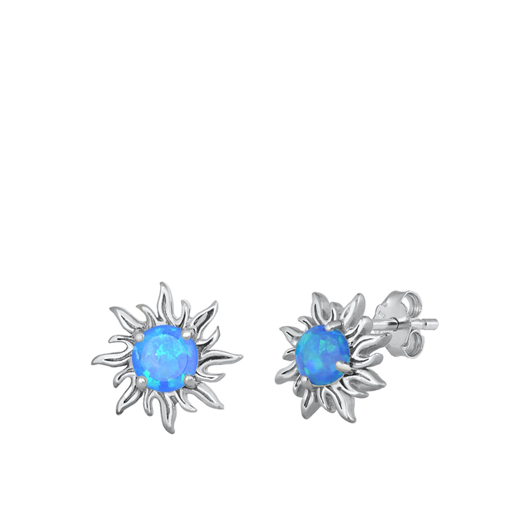 Burning Sun Wavy Hot Statement Blue Lab Opal Earrings – Sterling Silver