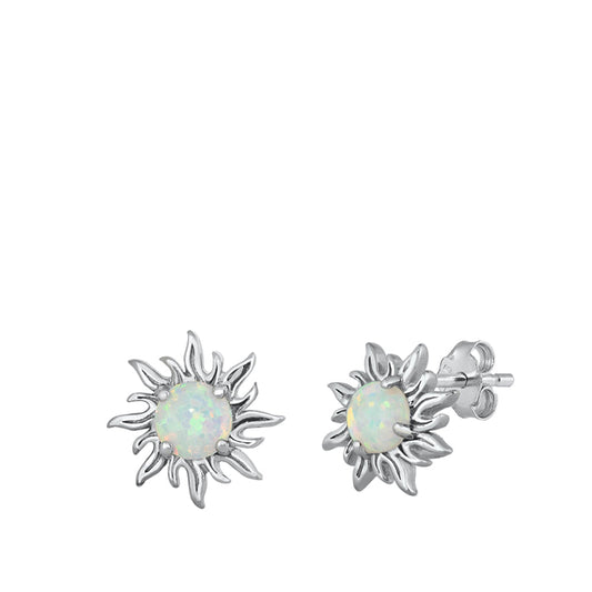 Bold Sun Statement Wavy White Lab Opal Earrings – Sterling Silver