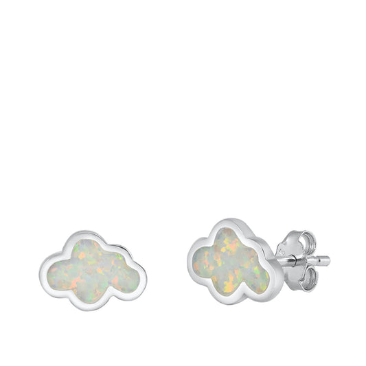 Cloud Fun Puffy Nature White Lab Opal Earrings – Sterling Silver