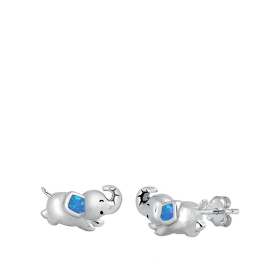 Happy Baby Elephant Good Blue Lab Opal Stud Earrings – Sterling Silver