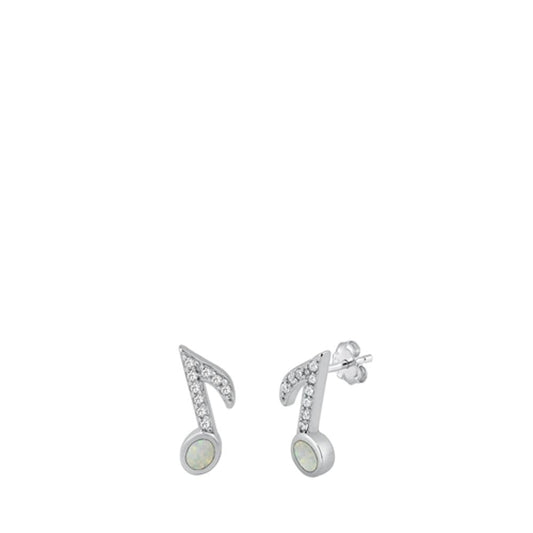 Beautiful White Lab Opal Earrings (EL451131) – Sterling Silver