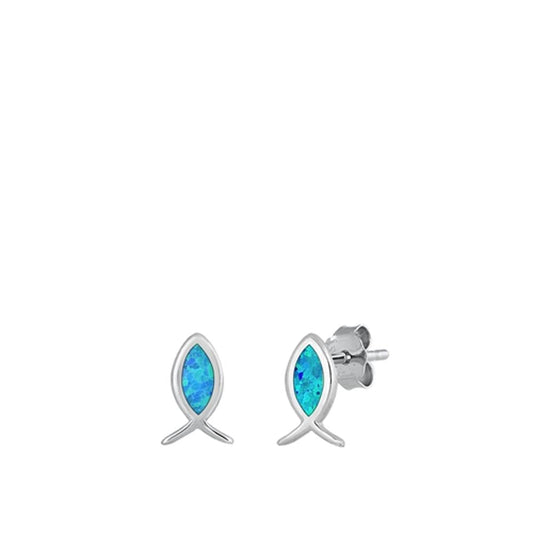 Ichthus Christian Blue Lab Opal Earrings – Sterling Silver