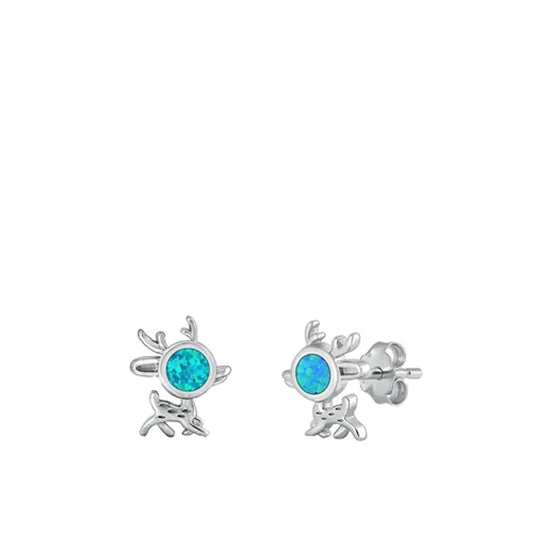Beautiful Reindeer Christmas Blue Lab Opal Earrings – Sterling Silver