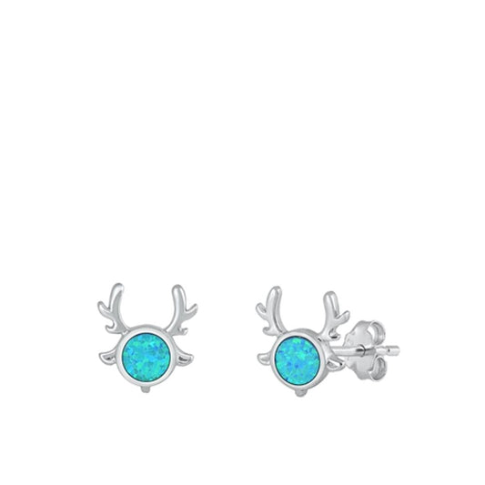 Unique Reindeer Christmas Blue Lab Opal Earrings – Sterling Silver