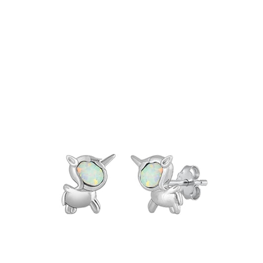 Unicorn Fantasy White Lab Opal Earrings – Sterling Silver