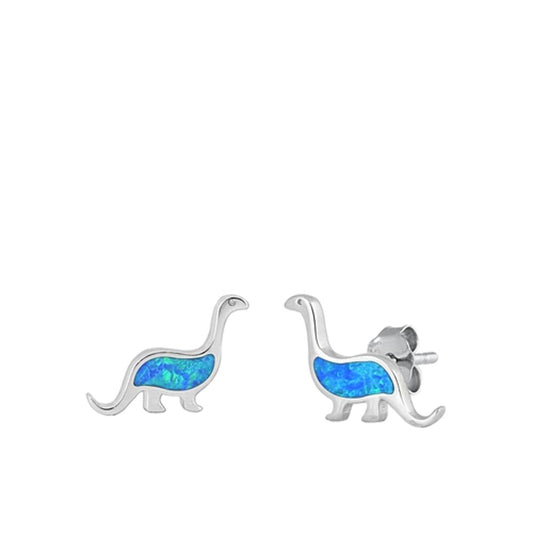 Dinosaur Blue Lab Opal Earrings – Sterling Silver
