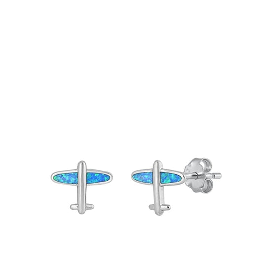Airplane Jet Aircraft Blue Lab Opal Earrings – Sterling Silver