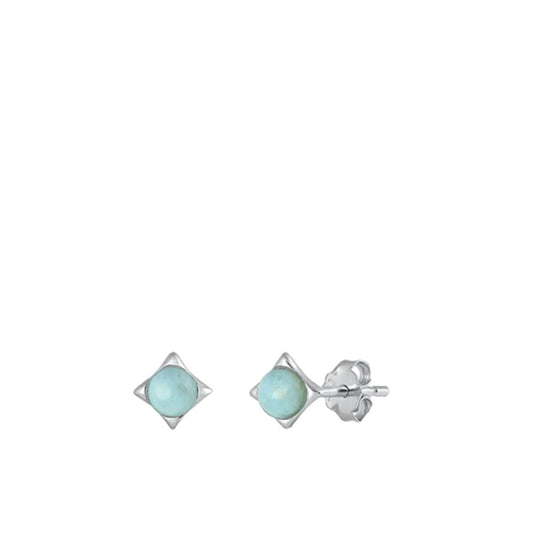High Polished Larimar Stud Earrings (EL451163) – Sterling Silver