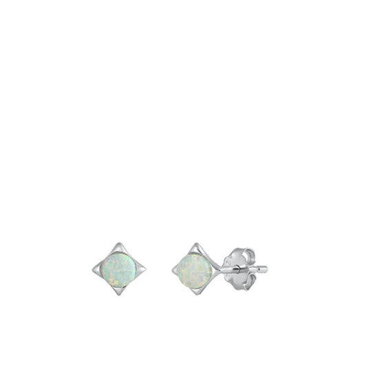 Star White Lab Opal Earrings – Sterling Silver