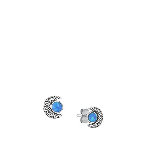 Polished Bali Moon Blue Lab Opal Earrings – Sterling Silver