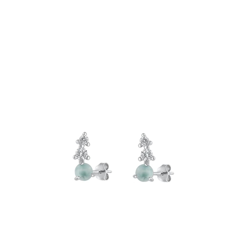 Larimar Stud Earrings – Sterling Silver