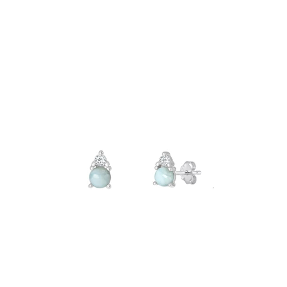 High Polished Larimar Stud Earrings (EL451200) – Sterling Silver