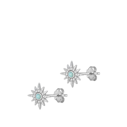 High Polished Star Larimar Stud Earrings – Sterling Silver