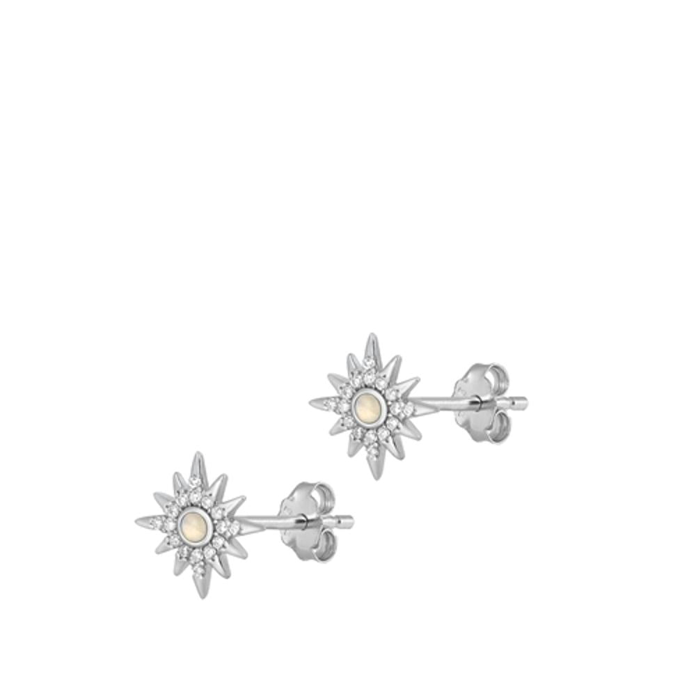 North Star Moonstone Earrings – Sterling Silver