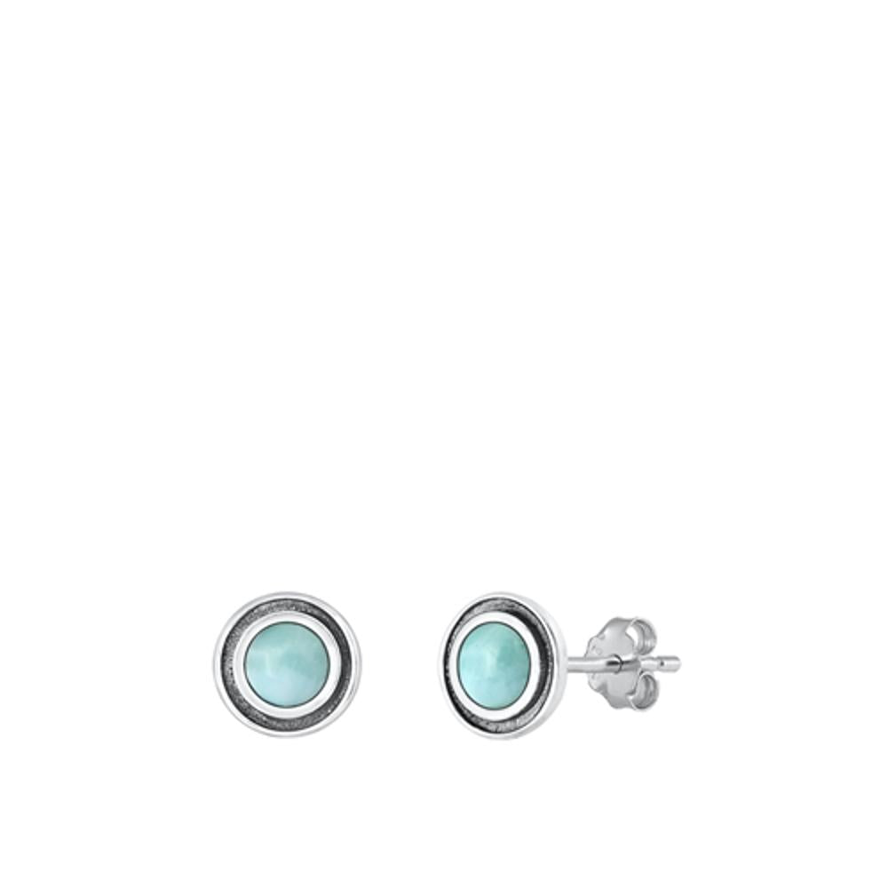 Unique High Polished Larimar Stud Earrings – Sterling Silver