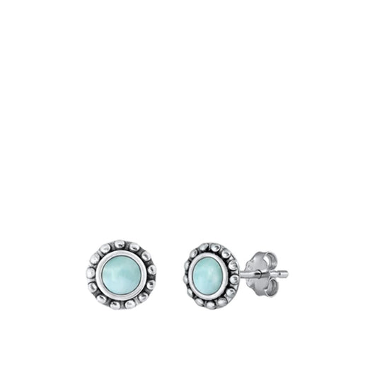 Beautiful High Polished Larimar Stud Earrings – Sterling Silver